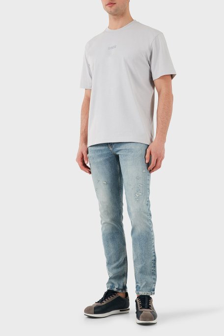 Boss % 100 Pamuk Oversize Bisiklet Yaka Logolu Erkek T Shirt 50519368 054 GRİ - Boss (1)