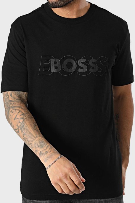 Boss % 100 Pamuk Regular Fit Bisiklet Yaka Logolu Erkek T Shirt 50531271 001 SİYAH - Boss (1)