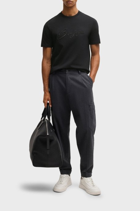 Boss % 100 Pamuk Regular Fit Bisiklet Yaka Logolu Erkek T Shirt 50531309 001 SİYAH - Boss (1)