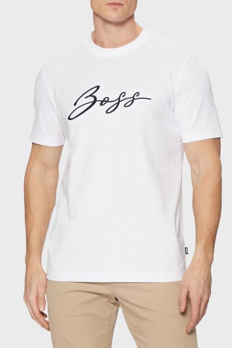 Boss % 100 Pamuk Regular Fit Bisiklet Yaka Logolu Erkek T Shirt 50531309 100 BEYAZ - Boss