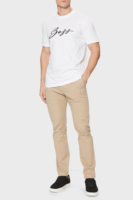 Boss % 100 Pamuk Regular Fit Bisiklet Yaka Logolu Erkek T Shirt 50531309 100 BEYAZ - Boss (1)