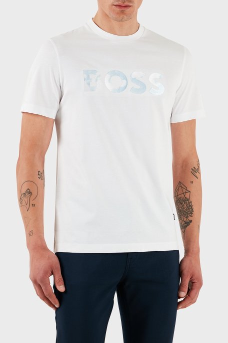 Boss % 100 Pamuk Regular Fit Bisiklet Yaka Logolu Erkek T Shirt 50531309 102 BEYAZ - Boss