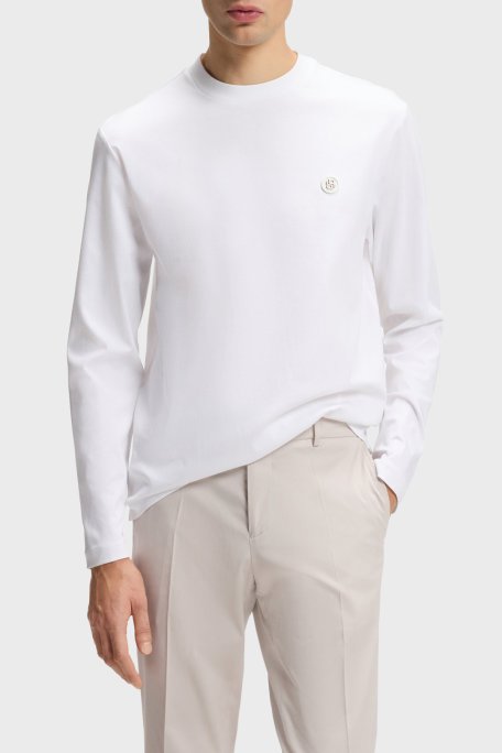 Boss % 100 Pamuk Regular Fit Bisiklet Yaka Uzun Kollu Erkek T Shirt 50555107 100 BEYAZ - Boss