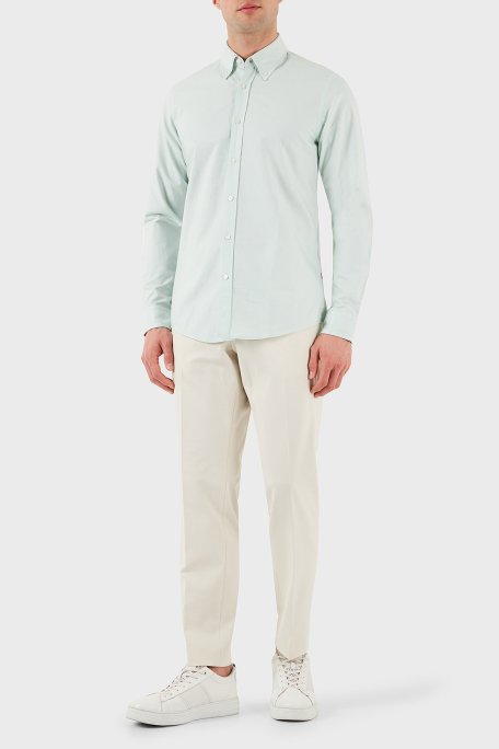 Boss % 100 Pamuk Regular Fit Düğmeli Yaka Erkek Gömlek 50489341 446 AÇIK YEŞİL - Boss (1)