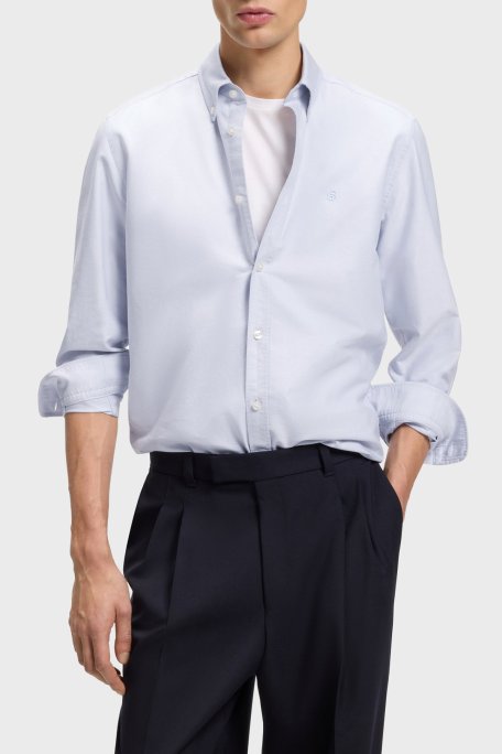 Boss % 100 Pamuk Regular Fit Düğmeli Yaka Logolu Erkek Gömlek 50555966 531 GRİ - Boss