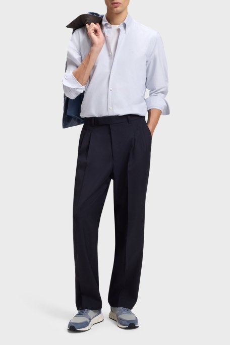 Boss % 100 Pamuk Regular Fit Düğmeli Yaka Logolu Erkek Gömlek 50555966 531 GRİ - Boss (1)