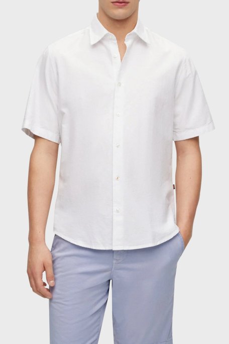 Boss % 100 Pamuk Regular Fit Kısa Kollu Kent Yaka Erkek Gömlek 50489351 100 BEYAZ - Boss