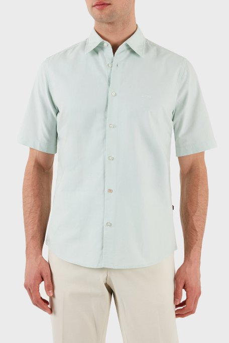 Boss % 100 Pamuk Regular Fit Kısa Kollu Kent Yaka Erkek Gömlek 50489351 446 AÇIK YEŞİL - Boss