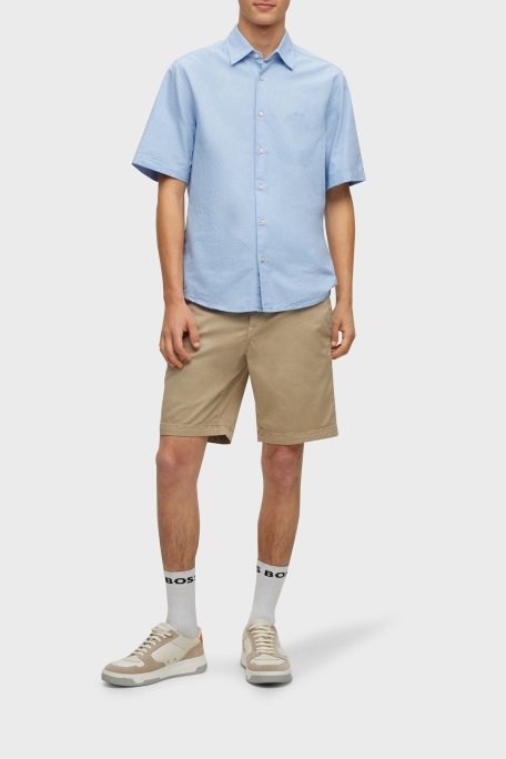 Boss % 100 Pamuk Regular Fit Kısa Kollu Kent Yaka Erkek Gömlek 50489351 460 MAVİ - Boss (1)