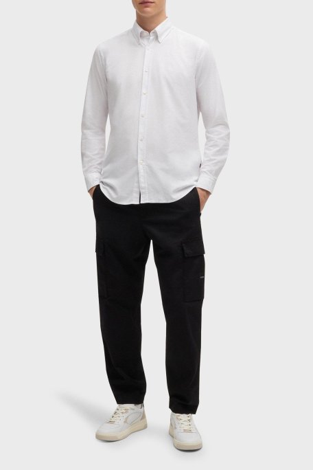 Boss % 100 Pamuk Regular Fit Logolu Erkek Gömlek 50519707 100 BEYAZ - Boss (1)