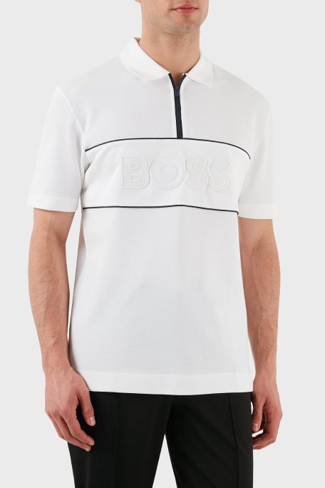 Boss % 100 Pamuk Regular Fit Yarım Fermuarlı Erkek Polo Yaka T Shirt 50505542 100 BEYAZ - Boss