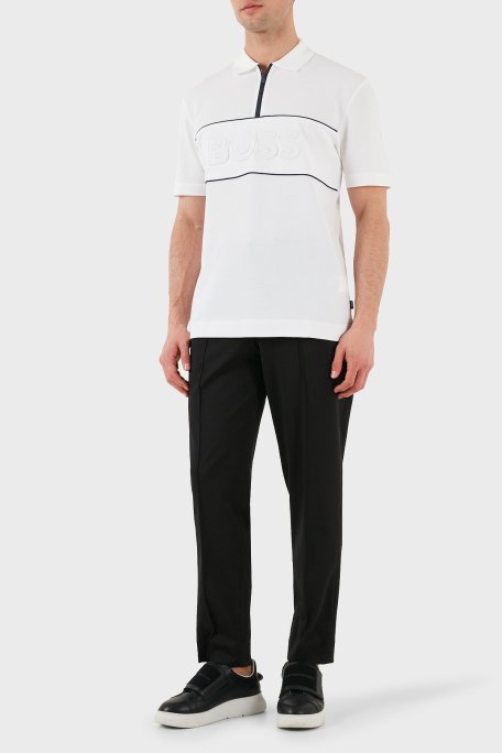 Boss % 100 Pamuk Regular Fit Yarım Fermuarlı Erkek Polo Yaka T Shirt 50505542 100 BEYAZ - Boss (1)