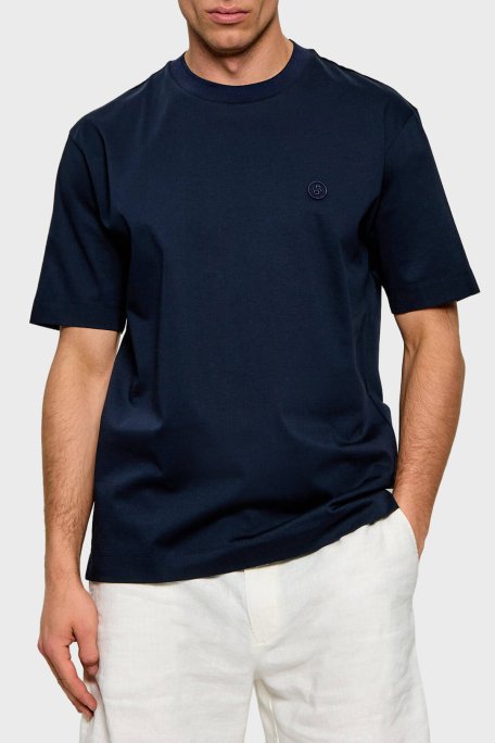 Boss % 100 Pamuk Relaxed Fit Bisiklet Yaka Erkek T Shirt 50559050 404 LACİVERT - Boss