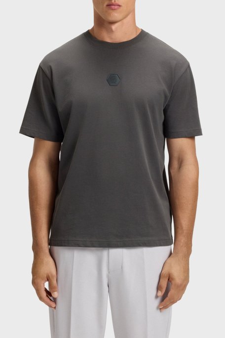 Boss % 100 Pamuk Relaxed Fit Bisiklet Yaka Logolu Erkek T Shirt 50544316 027 KOYU GRİ - Boss