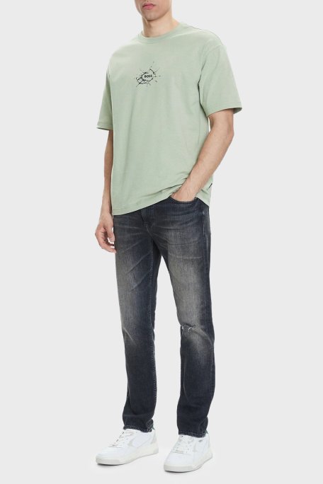 Boss % 100 Pamuk Relaxed Fit Bisiklet Yaka Logolu Erkek T Shirt 50546370 370 AÇIK YEŞİL - Boss (1)