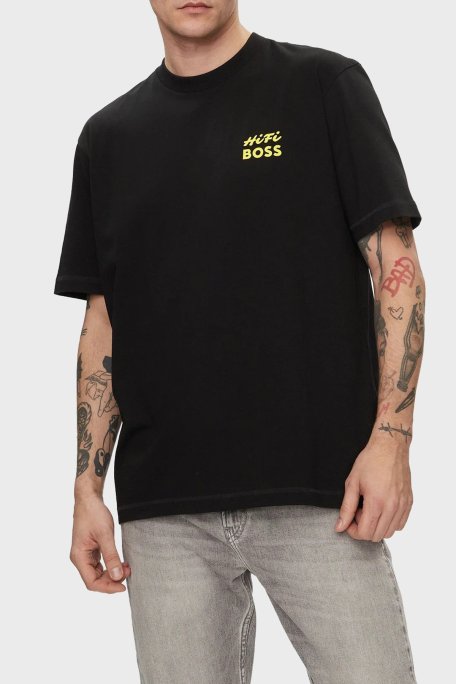 Boss % 100 Pamuk Relaxed Fit Sırt Baskılı Erkek T Shirt 50515553 002 SİYAH - Boss