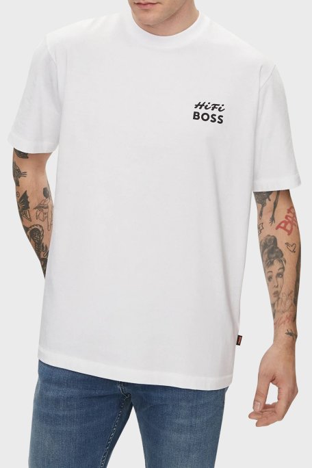 Boss % 100 Pamuk Relaxed Fit Sırt Baskılı Erkek T Shirt 50515553 101 BEYAZ - Boss