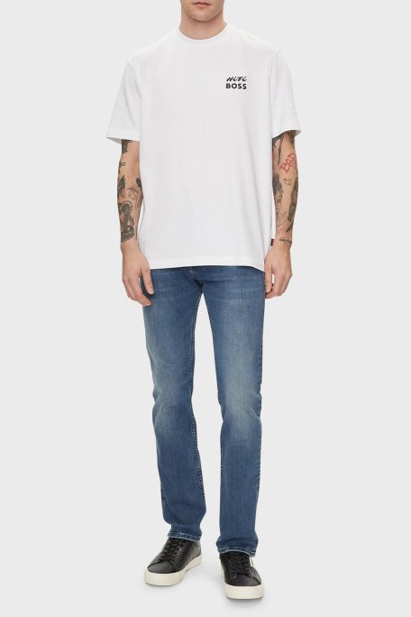 Boss % 100 Pamuk Relaxed Fit Sırt Baskılı Erkek T Shirt 50515553 101 BEYAZ - Boss (1)