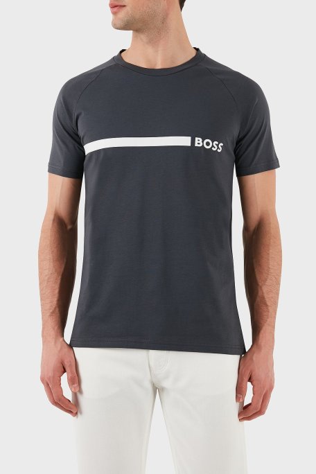 Boss % 100 Pamuk Slim Fit Bisiklet Yaka Logolu Erkek T Shirt 50517970 011 ANTRASİT - Boss