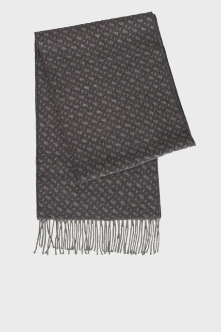 Boss 30 x 168 cm Logolu Yünlü Saçaklı Erkek Atkı 50549851 030 FÜME - Boss