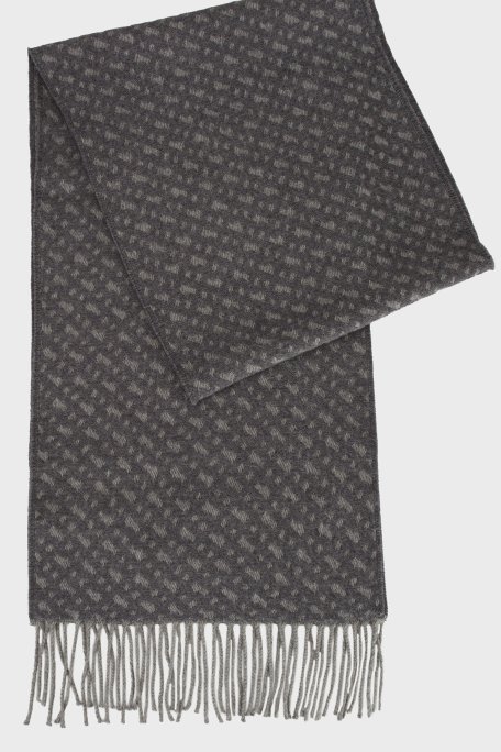 Boss 30 x 168 cm Logolu Yünlü Saçaklı Erkek Atkı 50549851 030 FÜME - Boss (1)