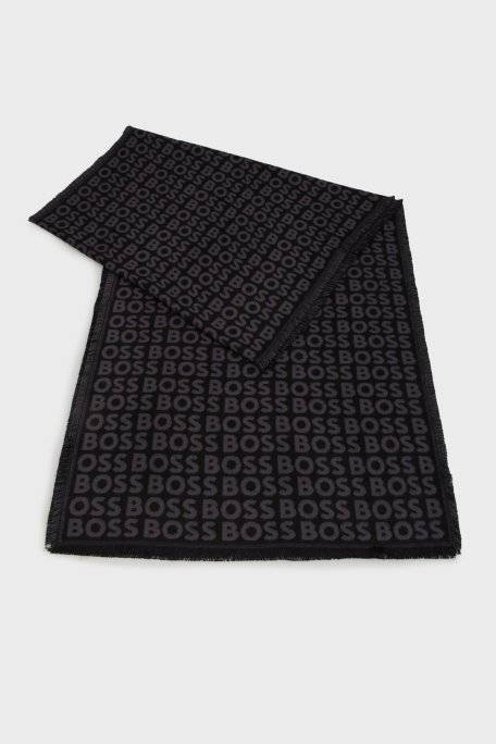 Boss 41 x 185 cm Logolu Çift Taraflı Erkek Şal 50518661 001 SİYAH - Boss