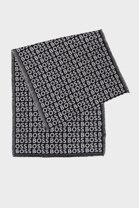 Boss 41 x 185 cm Logolu Çift Taraflı Erkek Şal 50518661 405 LACİVERT - Boss