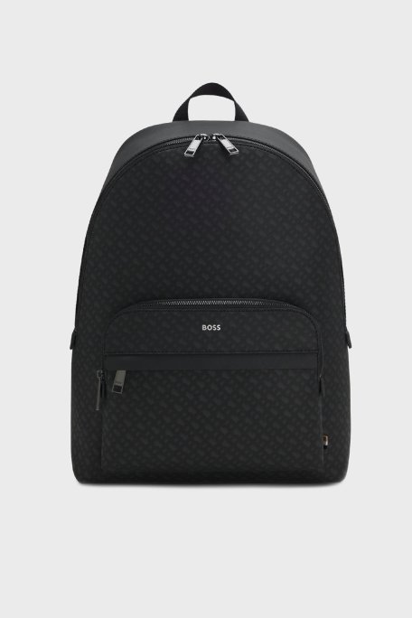 Boss Astarlı Jakarlı Logo Baskılı Ayarlanbilir Çift Askılı Erkek Sırt Çantası 50552571 003 SİYAH - Boss