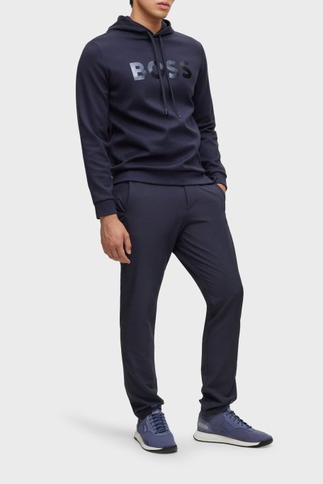 Boss Ayna Efektli Logolu Kapüşonlu Pamuklu Relaxed Fit Erkek Sweat 50501222 402 LACİVERT - Boss (1)