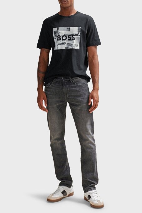 Boss Baskılı % 100 Pamuk Regular Fit Bisiklet Yaka Erkek T Shirt 50510009 001 SİYAH - Boss (1)