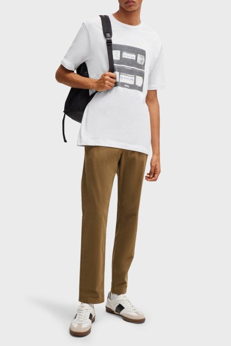 Boss Baskılı % 100 Pamuk Regular Fit Bisiklet Yaka Erkek T Shirt 50510021 100 BEYAZ - Boss (1)