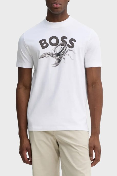 Boss Baskılı % 100 Pamuk Regular Fit Bisiklet Yaka Erkek T Shirt 50539196 100 BEYAZ - Boss