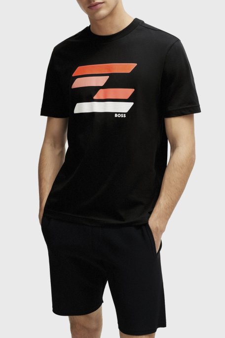 Boss Baskılı Bisiklet Yaka Regular Fit Pamuklu Jarse Erkek T Shirt 50513005 001 SİYAH - Boss