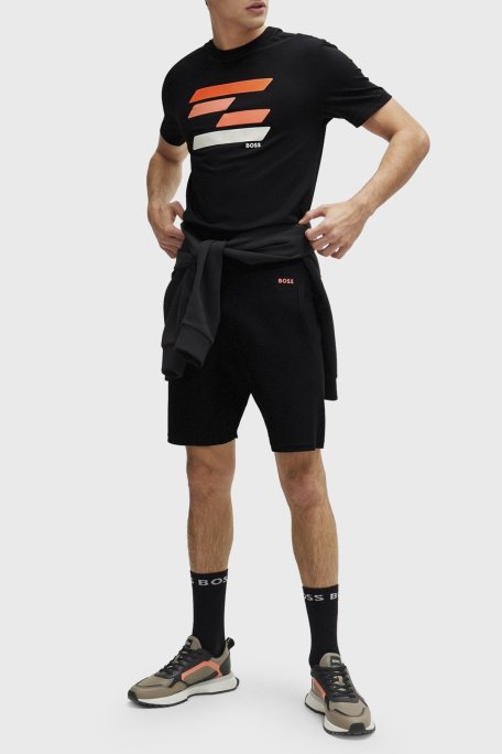 Boss Baskılı Bisiklet Yaka Regular Fit Pamuklu Jarse Erkek T Shirt 50513005 001 SİYAH - Boss (1)