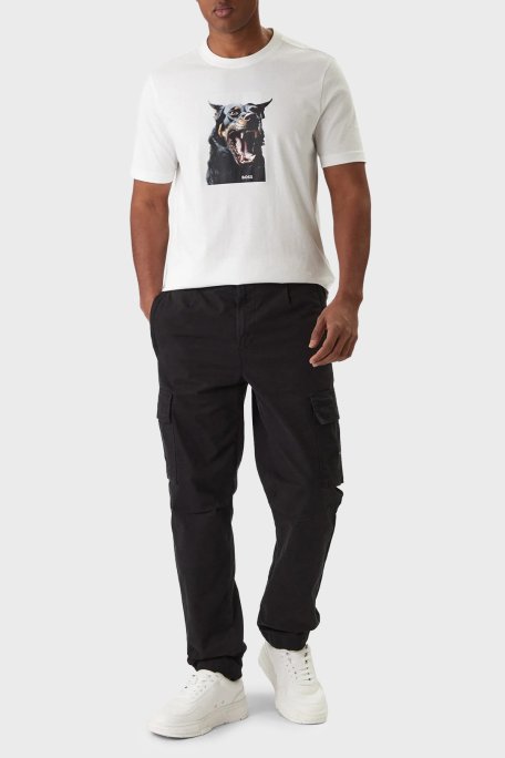 Boss Baskılı Pamuklu Regular Fit Bisiklet Yaka Erkek T Shirt 50558965 100 BEYAZ - Boss (1)