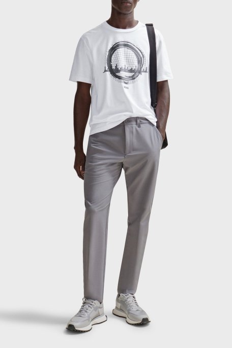 Boss Baskılı Streç Pamuklu Regular Fit Bisiklet Yaka Erkek T Shirt 50506372 100 BEYAZ - Boss (1)