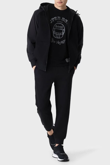 Boss Baskılı Streç Pamuklu Relaxed Fit Bisiklet Yaka Erkek T Shirt 50510816 001 SİYAH - Boss (1)