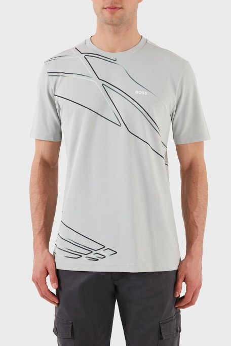 Boss Baskılı Streç Regular Fit Bisiklet Yaka Erkek T Shirt 50513011 052 GRİ - Boss