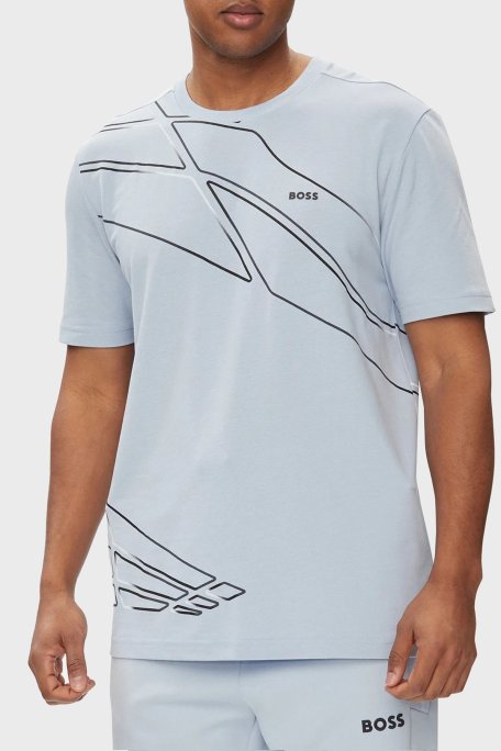 Boss Baskılı Streç Regular Fit Bisiklet Yaka Erkek T Shirt 50513011 527 AÇIK MAVİ - Boss