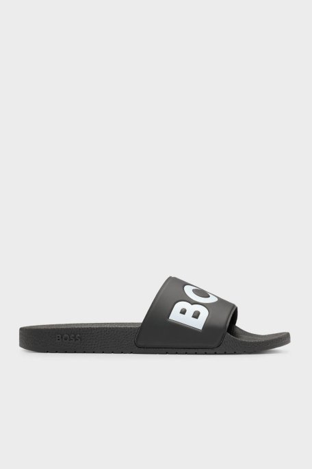 Boss Büyük Logolu Erkek Terlik 50536835 002 SİYAH-BEYAZ - Boss