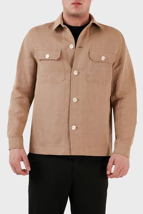 Boss Cepli Keten Karışımlı Relaxed Fit Erkek Gömlek Ceket 50489418 260 BEJ - Boss