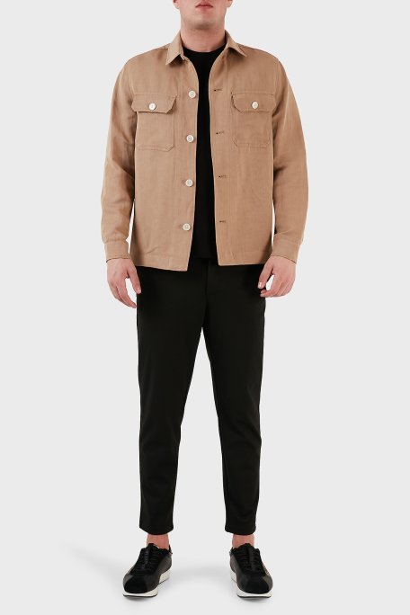 Boss Cepli Keten Karışımlı Relaxed Fit Erkek Gömlek Ceket 50489418 260 BEJ - Boss (1)