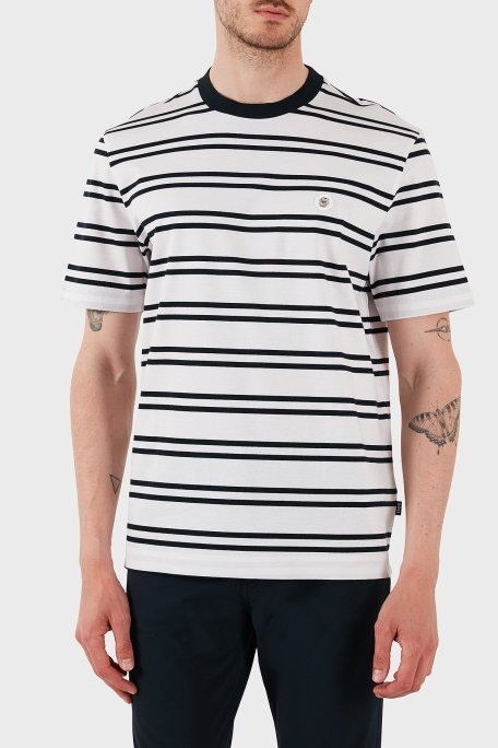 Boss Çizgili % 100 Pamuk Regular Fit Bisiklet Yaka Erkek T Shirt 50520298 405 LACİVERT - Boss