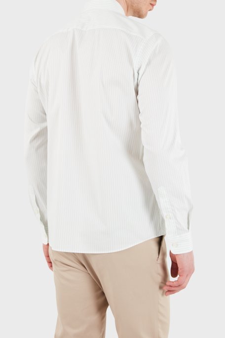 Boss Çizgili Pamuklu Slim Fit Klasik Yaka Uzun Kollu Erkek Gömlek 50556085 332 BEYAZ-YEŞİL - Boss (1)