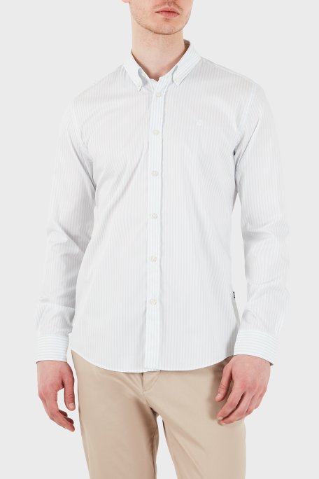 Boss Çizgili Pamuklu Slim Fit Klasik Yaka Uzun Kollu Erkek Gömlek 50556085 532 BEYAZ-MAVİ - Boss