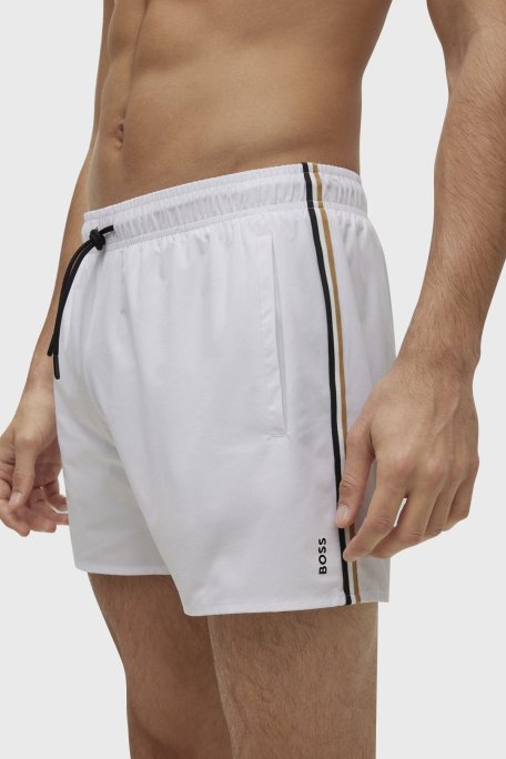 Boss Deniz Şortu Belden Bağlamalı Cepli Erkek Mayo Short 50491594 100 BEYAZ - Boss (1)