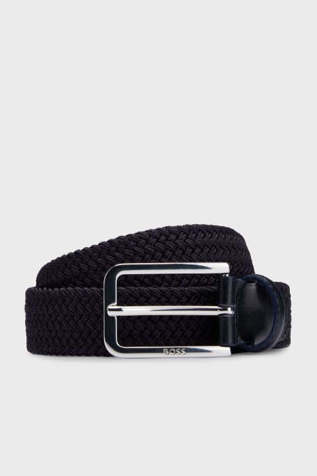 Boss Deri Kaplamalı Dokuma Erkek Kemer 50481026 410 LACİVERT - Boss
