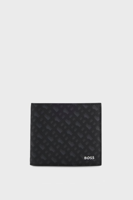Boss Deri Monogram Logolu Erkek Cüzdan 50552844 003 SİYAH - Boss