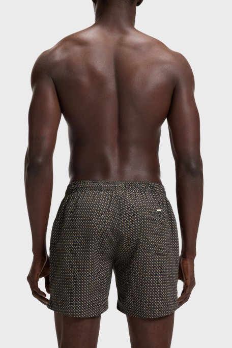 Boss Desenli Hızlı Kuruyan Erkek Deniz Şortu 50518968 004 SİYAH - Boss (1)