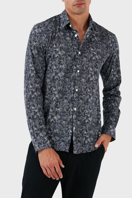 Boss Desenli Pamuklu Slim Fit Erkek Gömlek 50497152 477 AÇIK MAVİ - Boss (1)